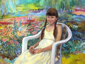 Arina in her garden